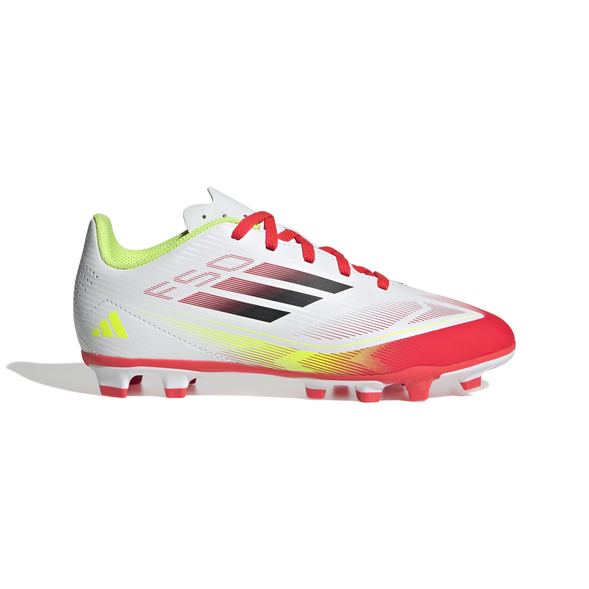 adidas Uniseks - dzieci F50 CLUB Football boots FG/MG Kids, Cloud White/Core Black/Solar Yellow, 31 EU