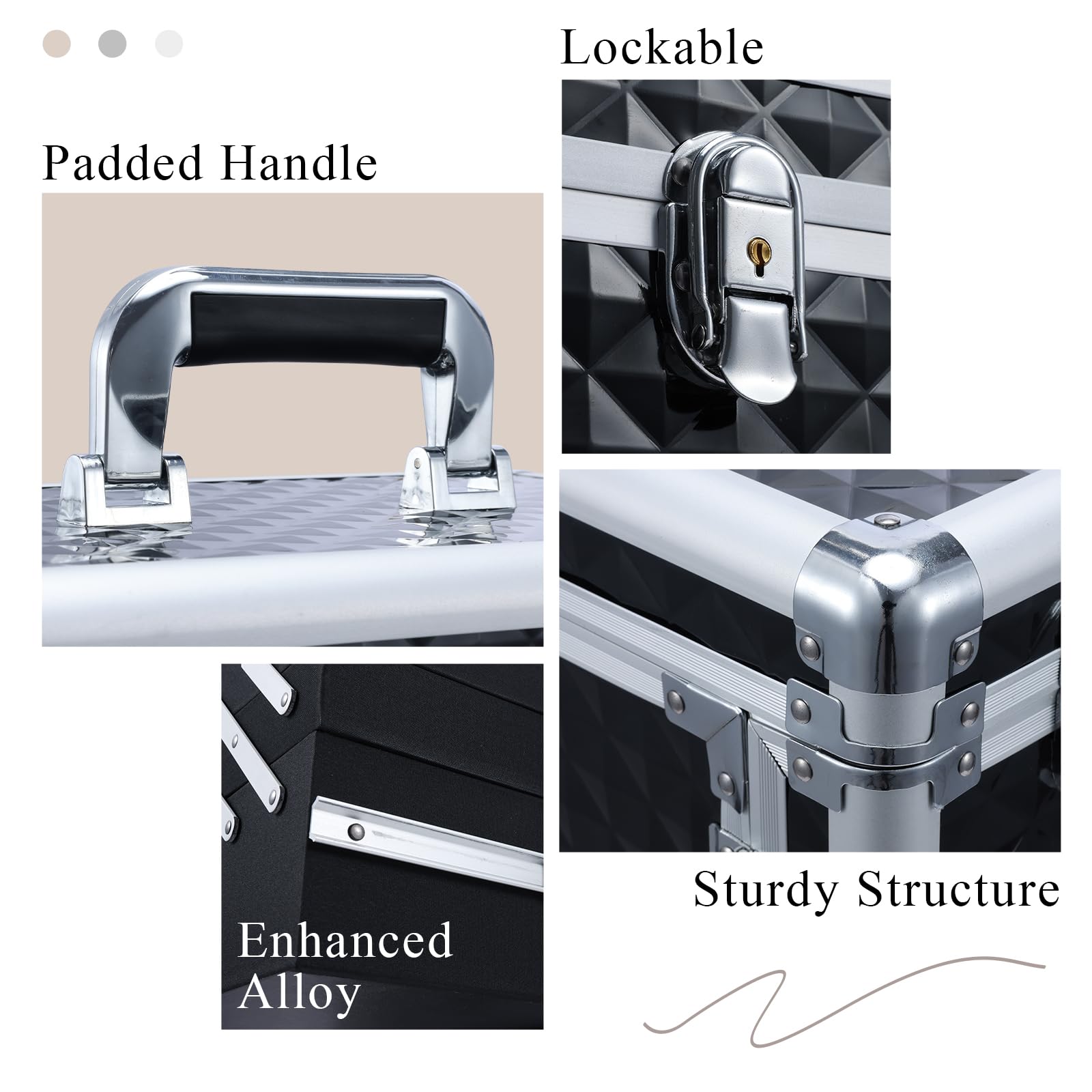 Kosmetik Trolley Friseurkoffer mit Schublade und Spiegel Kosmetikkoffer mit 4 Tabletts Make up Koffer Groß Schminkkoffer Nagelkkoffer Abschließbare Beauty Case Friseur Box,Schwarz