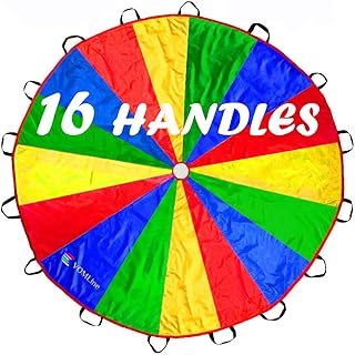 Play Parachute for Kids 12 ft Dirt Resistant Handles Rainbow Parachute Kids Party Games Outdoor Toys Children Parachute Kids Play Parachute Toy