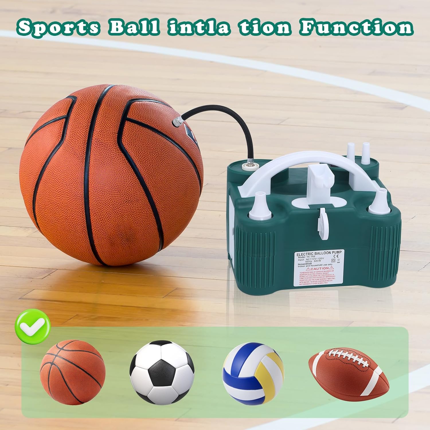 Electric Balloon Pump, 4-in-1 Portable Electric Air Pump for Inflatables, Balloons and Sports Ball, Balloon Inflator for 260q,Foil, Latex Balloons and Pool Floats, Faster and Save Time