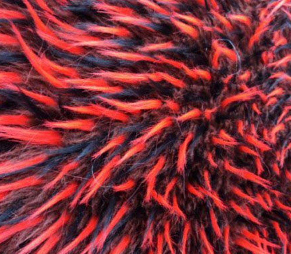 Faux Fake Fur Fabric Long Pile 3 Tone Spike Brown Red Black / 60 Wide/Sold by The Yard