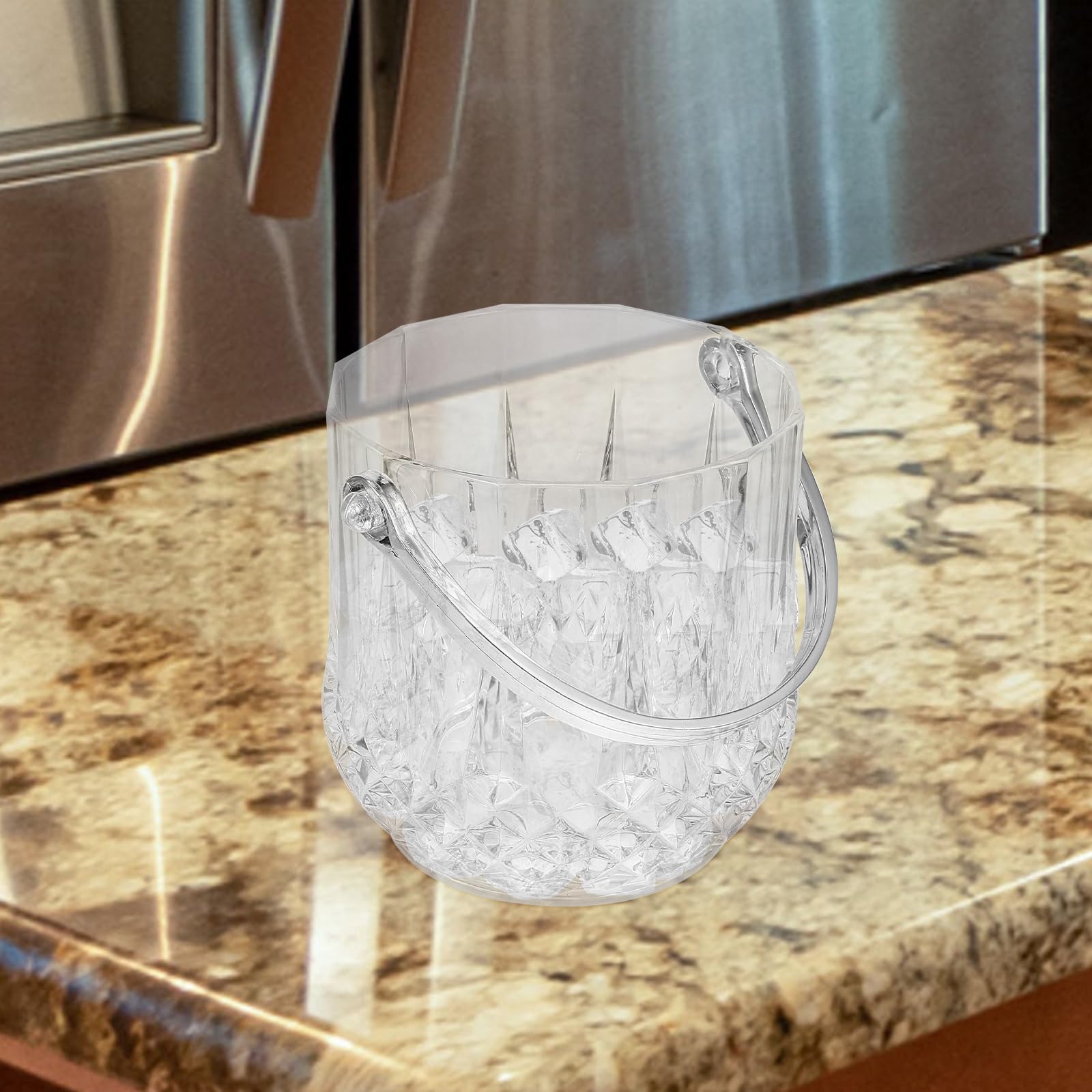 - Secchiello per Il Ghiaccio Trasparente con Piccole pinze per cubetti di Ghiaccio, Piccolo refrigeratore per Vino con Manico, per servire Bevande, per Feste a casa
