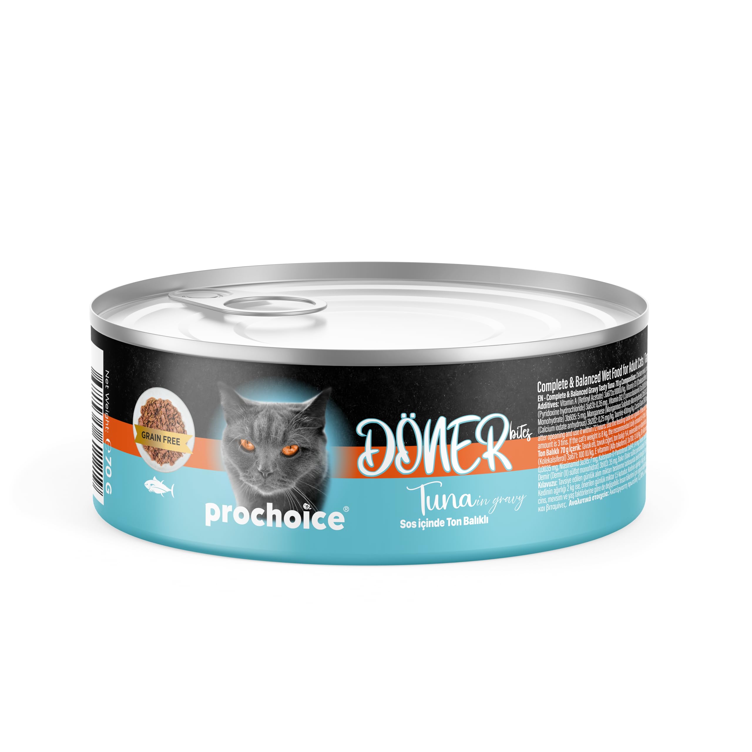 Prochoice Döner Tuna, Sos İçinde Ton Balıklı Tam & Dengeli Yetişkin Kedi Maması 70 gr x 12 adet