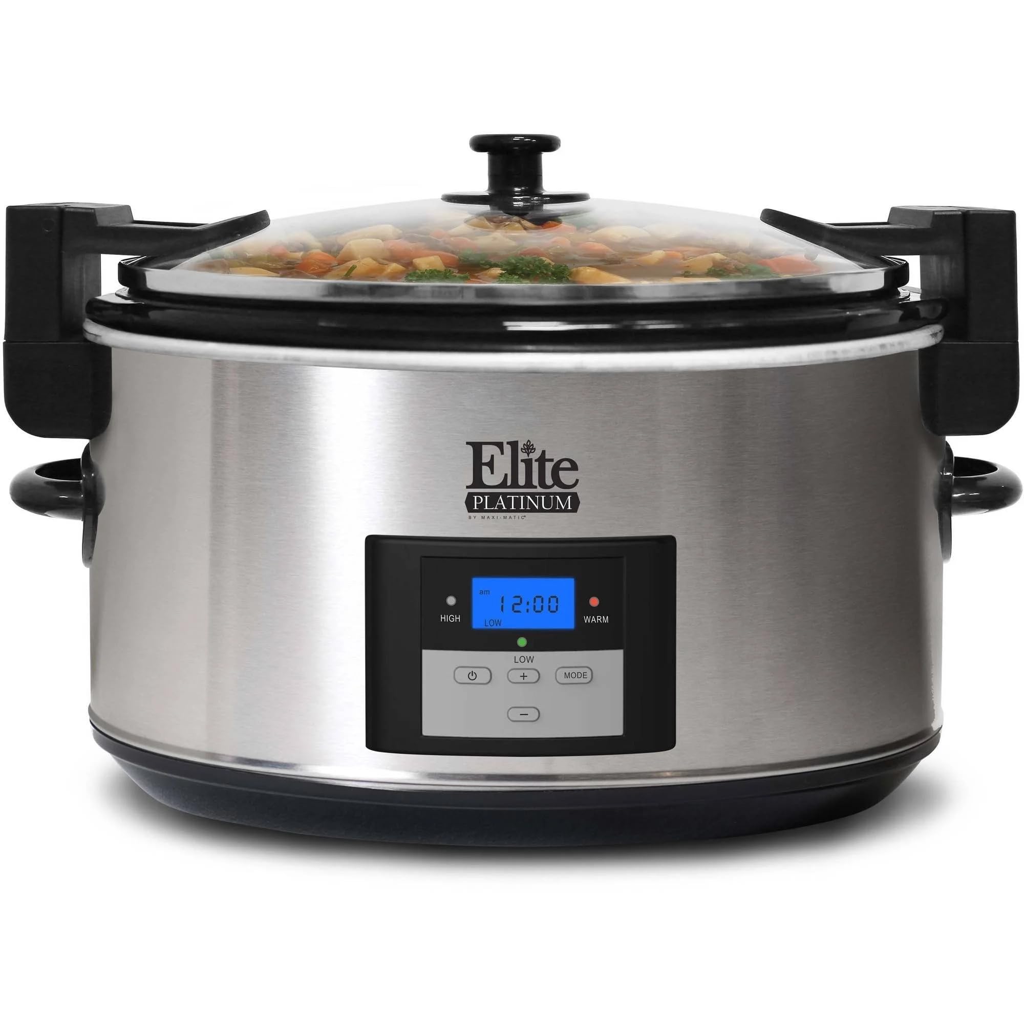 Elite-Platinum Slow Cooker 8 5-Quart Programmable Stainless Steel Locking Lid Large Capacity Versatile Pot Easy Clean Model MST-900VXD