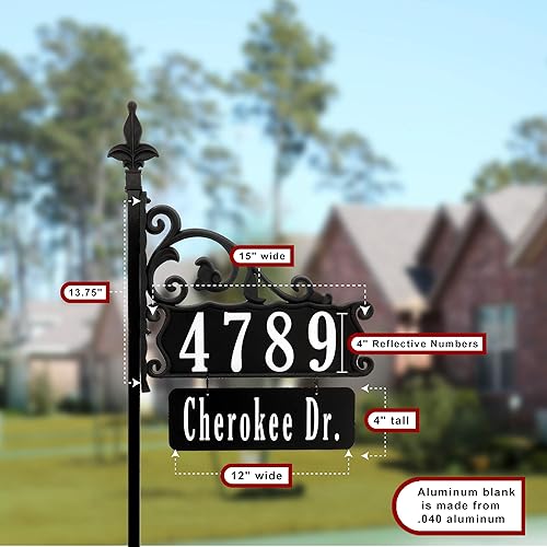 Miniatura 6 de Cartel con dirección superreflectante de doble cara artesanal para rambla, de EE. UU., de 48 pulgadas con placa de identificación personalizable,