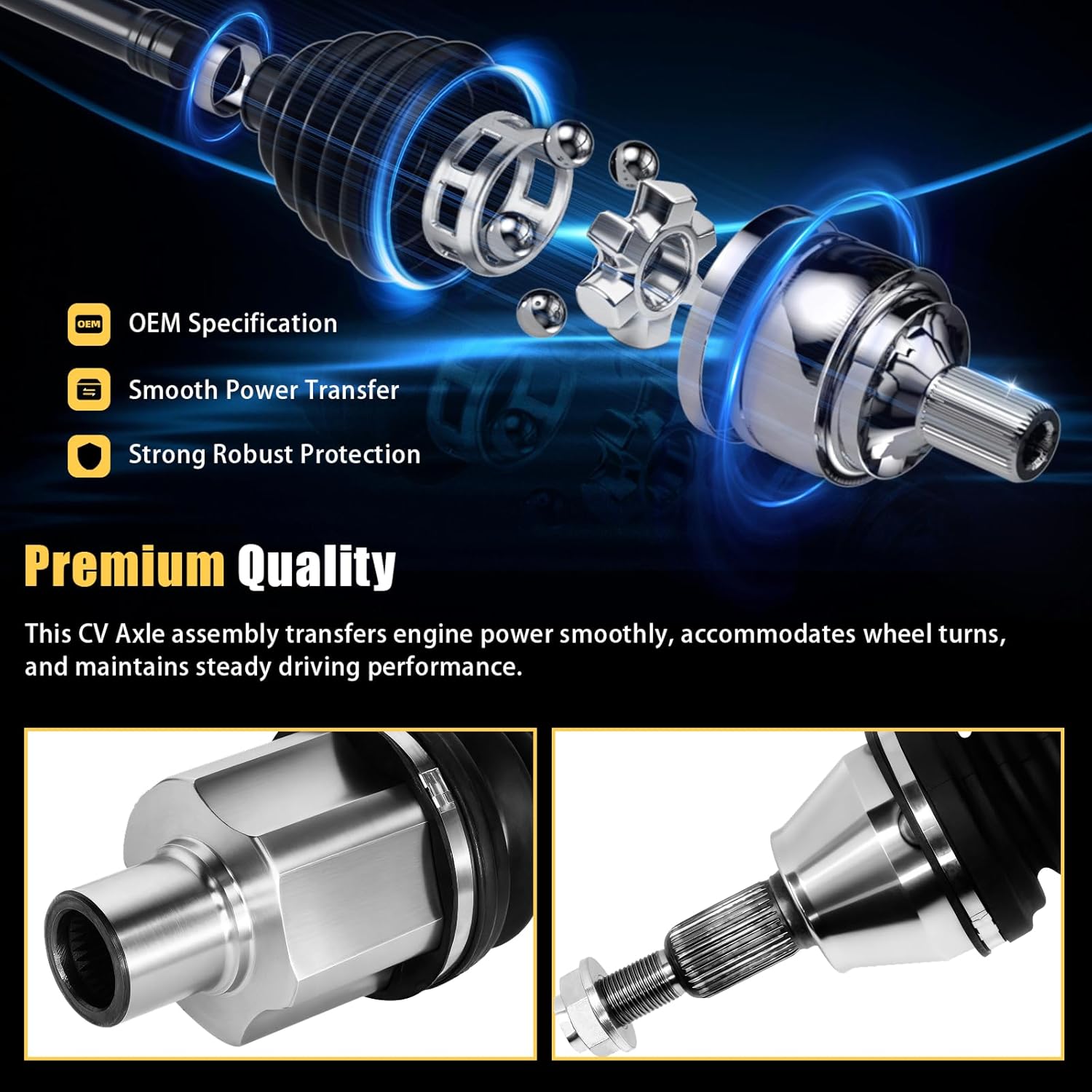 2PCS Front CV Axle Shaft Assembly Fit for Ram 1500 2012 2013 2014 2015 2016 2017 2018 2019 2020 2021 2022 2023 2024 3.0L 3.6L 3.7L 4.7L 5.7L, Ram 1500 Classic 2019-2021 3.6L 5.7L, NCV10040