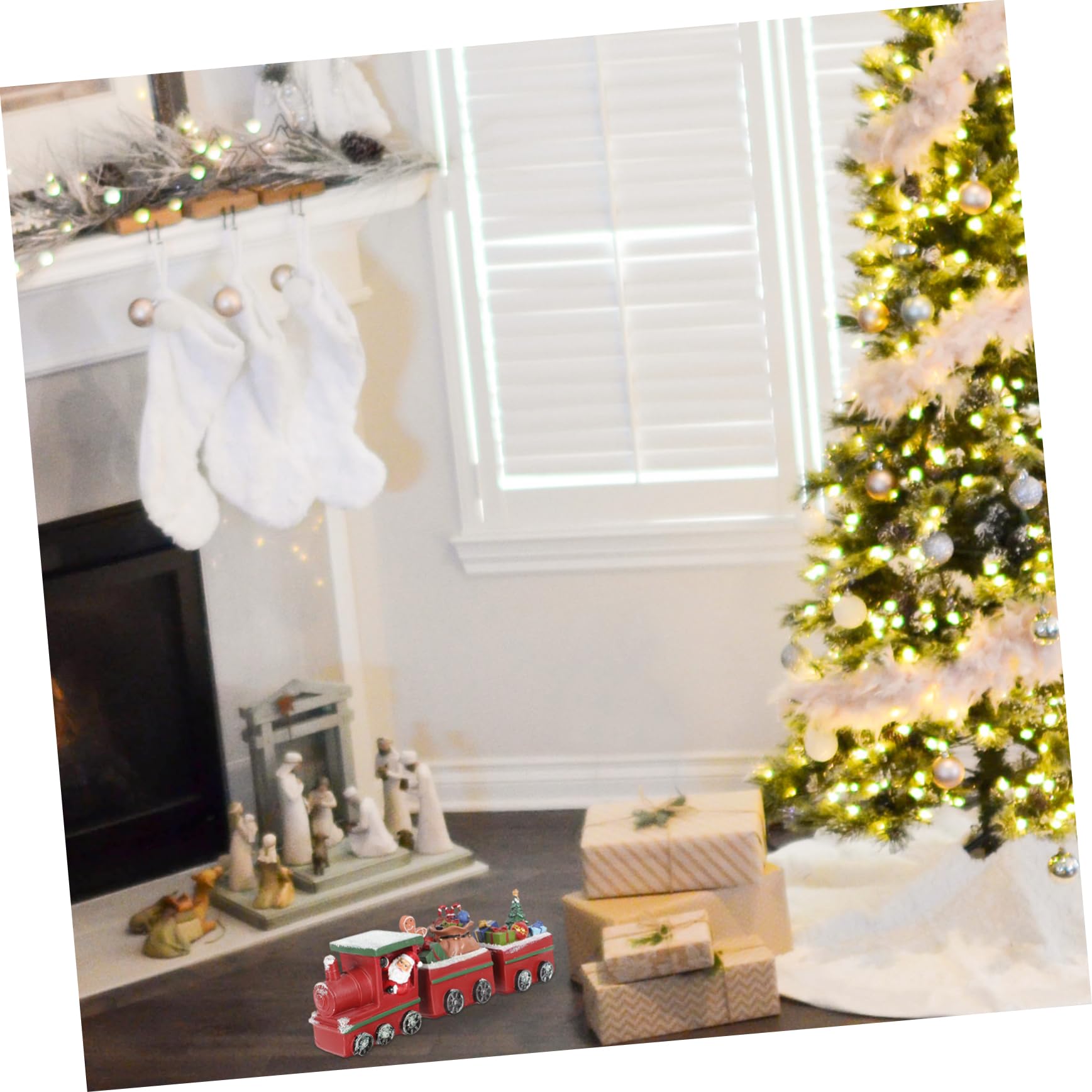 NOLITOY 1 Pc Decoración Navideña Adorno De Coche De Navidad Estatua De Tren De Navidad Decoración De Tren De Vacaciones Tren Festivo Mini Tren Sombrero De Copa Niño Pequeño Familiar Resina