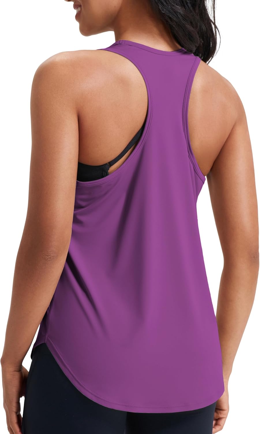 JOYSPELS Workout Tank Tops for Women, Ice Silk Quick Dry Athletic Running Shirts, Loose Fit Racerback Gym Tops