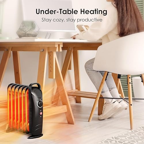 Miniatura 3 de Air Choice Calentadores de aceite para uso en interiores, calentador de radiador de 700 W, protección contra sobrecalentamiento, funcionamiento