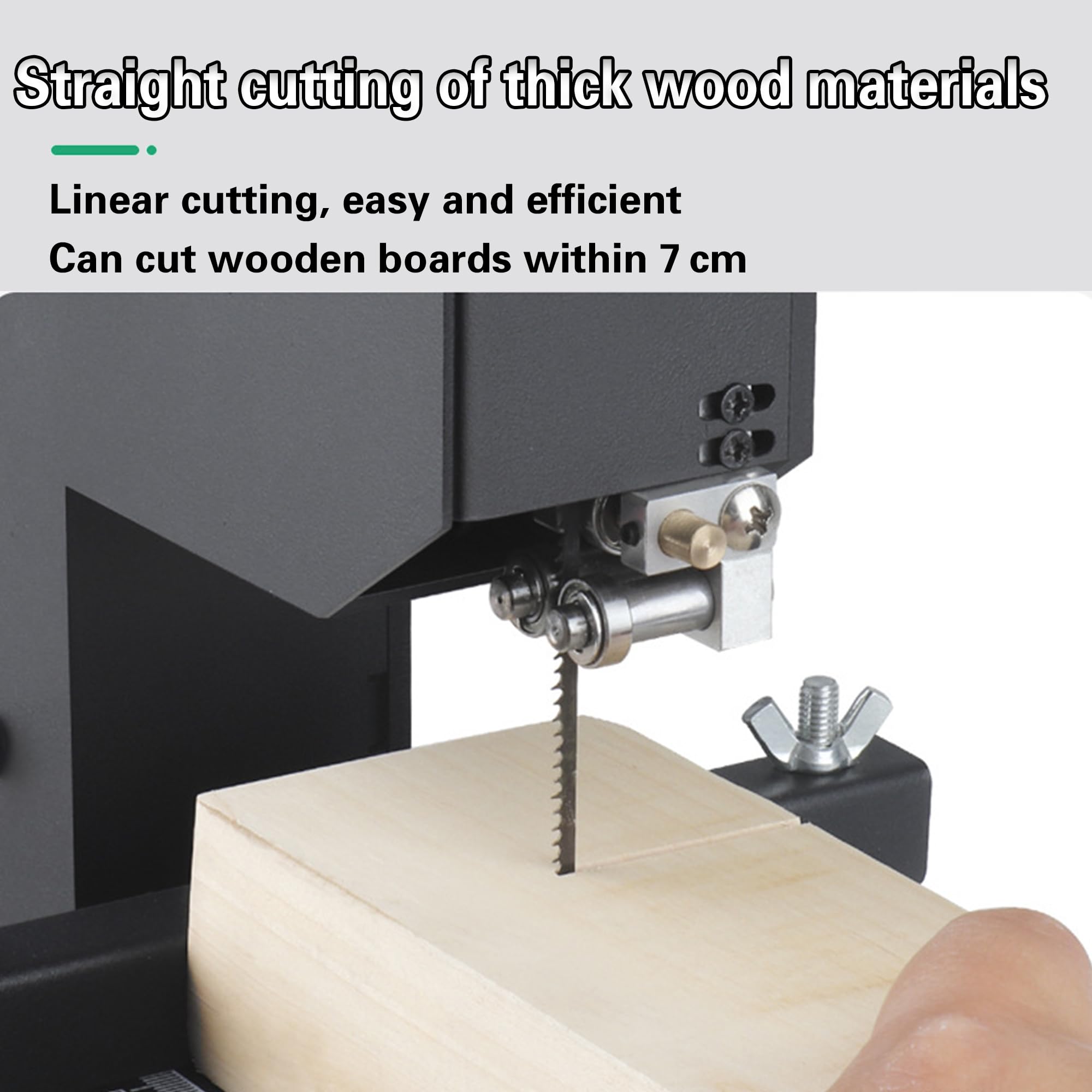 Sierra de cinta de mesa con profundidad de sierra ajustable, mesa de metal inclinable para cortes curvos y rectos, ideal para pequeños talleres y proyectos de bricolaje