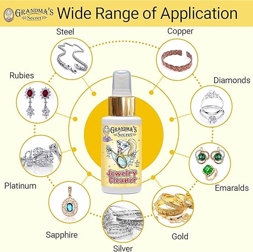 Vista 3 de Grandma's Secret Limpiador de joyas Limpiador de joyas de oro y plata Solución de limpieza de joyas sin toxinas y químicos Líquido limpiador