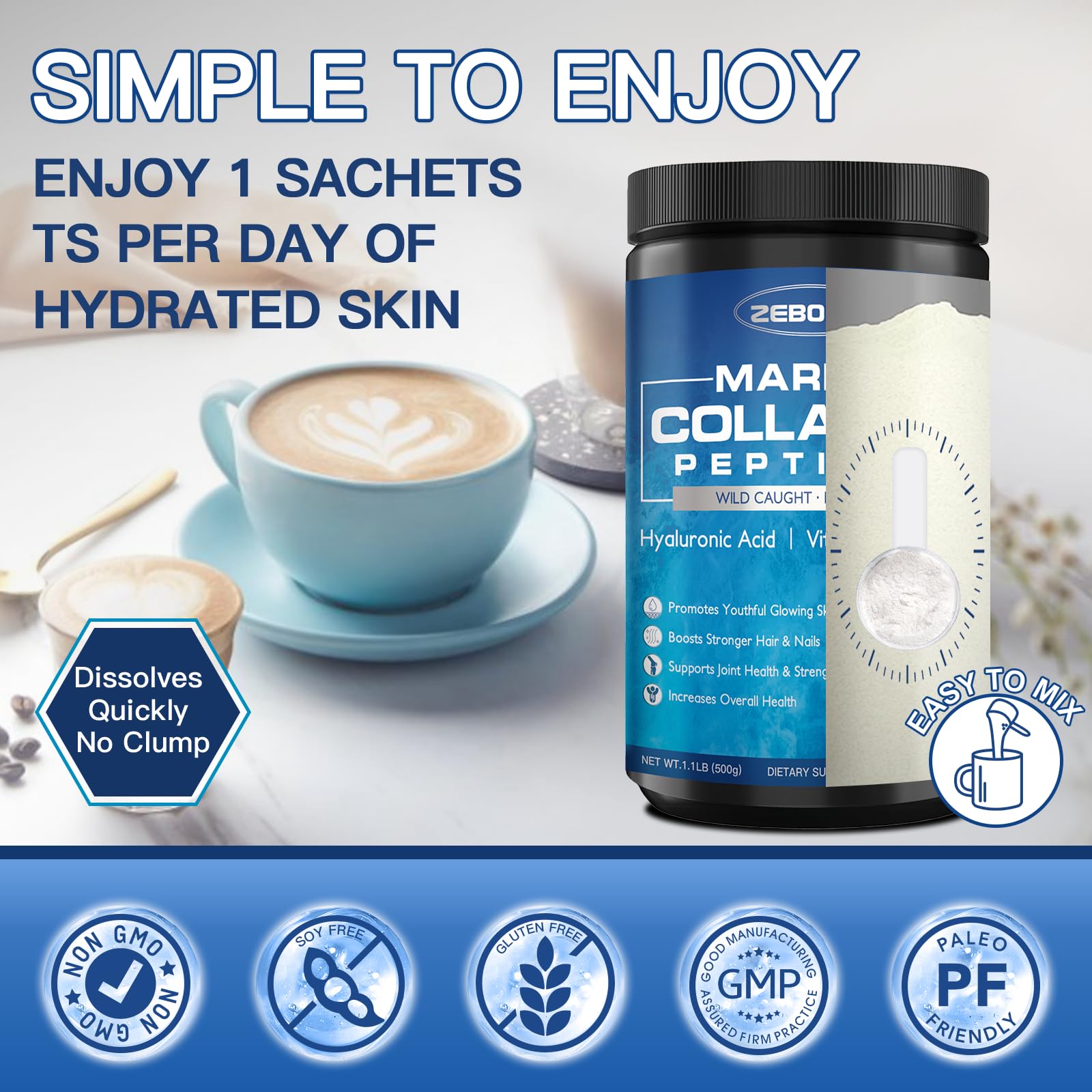 ZEBORA Marine Collagen Peptides Powder for Women, 50 Servings — Amazon image 7