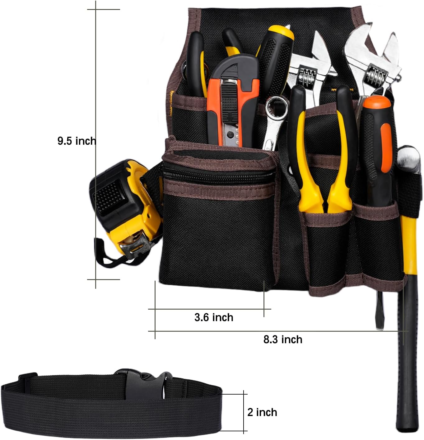 Tools Pouch with Adjustable Belt, Durable Utility Tool Holder for Craftsmen, Electricians, and Handymen, Versatile Organizer with Multiple Pockets and Tool Slots