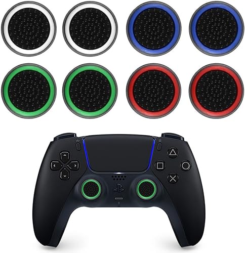 8PCS Thumb Grips Compatible with PS5 & PS4 Controller Controller Grip, PS4 Thumb Grips, Silicone Cover Joystick Protection Attachments Game Controllers,Convex and Concave-Raised Dots & Studded Design