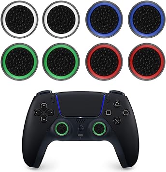 8 Pcs Thumb Grips Silicone Cover Protection Attachments Game Controllers, Convex and Concave-Raised Dots & Studded Design