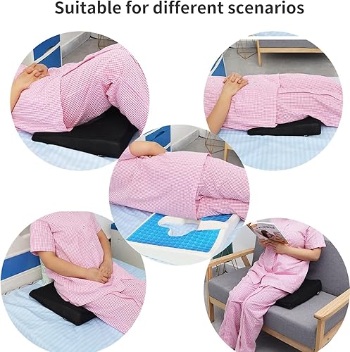 Vista 2 de Cojín para úlceras de cama para trasero, almohada de alivio de presión de fibra para respirar libremente, diseño de pendiente triangular