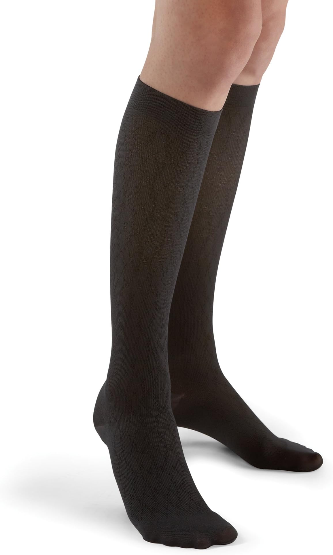 FuturoTM Revitalizing Trouser Socks for Women, Black Diamond Pattern, Moderate