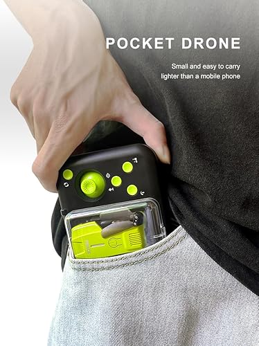 Miniatura 6 de Mini bolsillo plegable RC Quadcopter Drone para niños 10-12, principiantes, hover inteligente, giro 3D, 3 velocidades, faros LED, 2 baterías (verde)