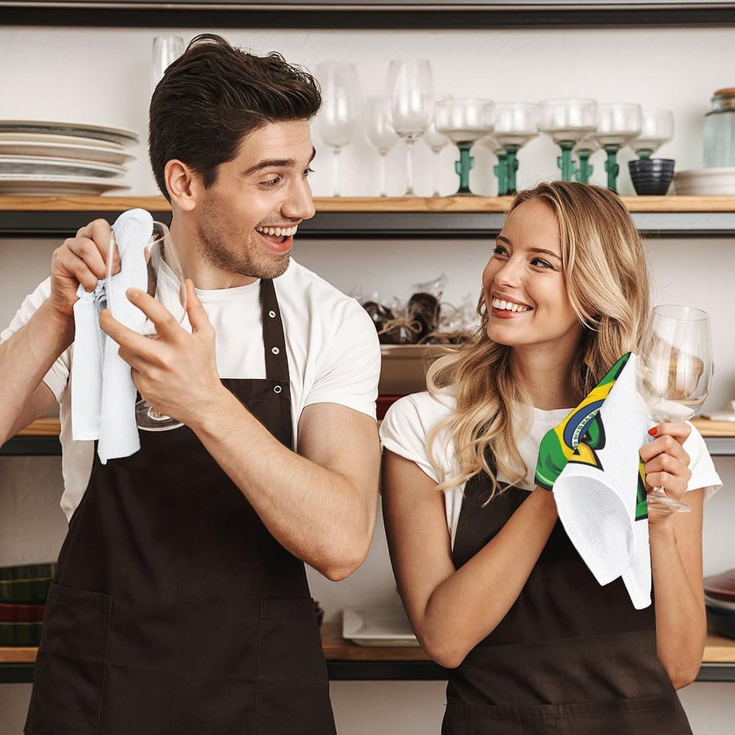 Brazilian Flag Towel Hand Towels Decorative Towel for Bathroom Kitchen Shower Gym 4PCS