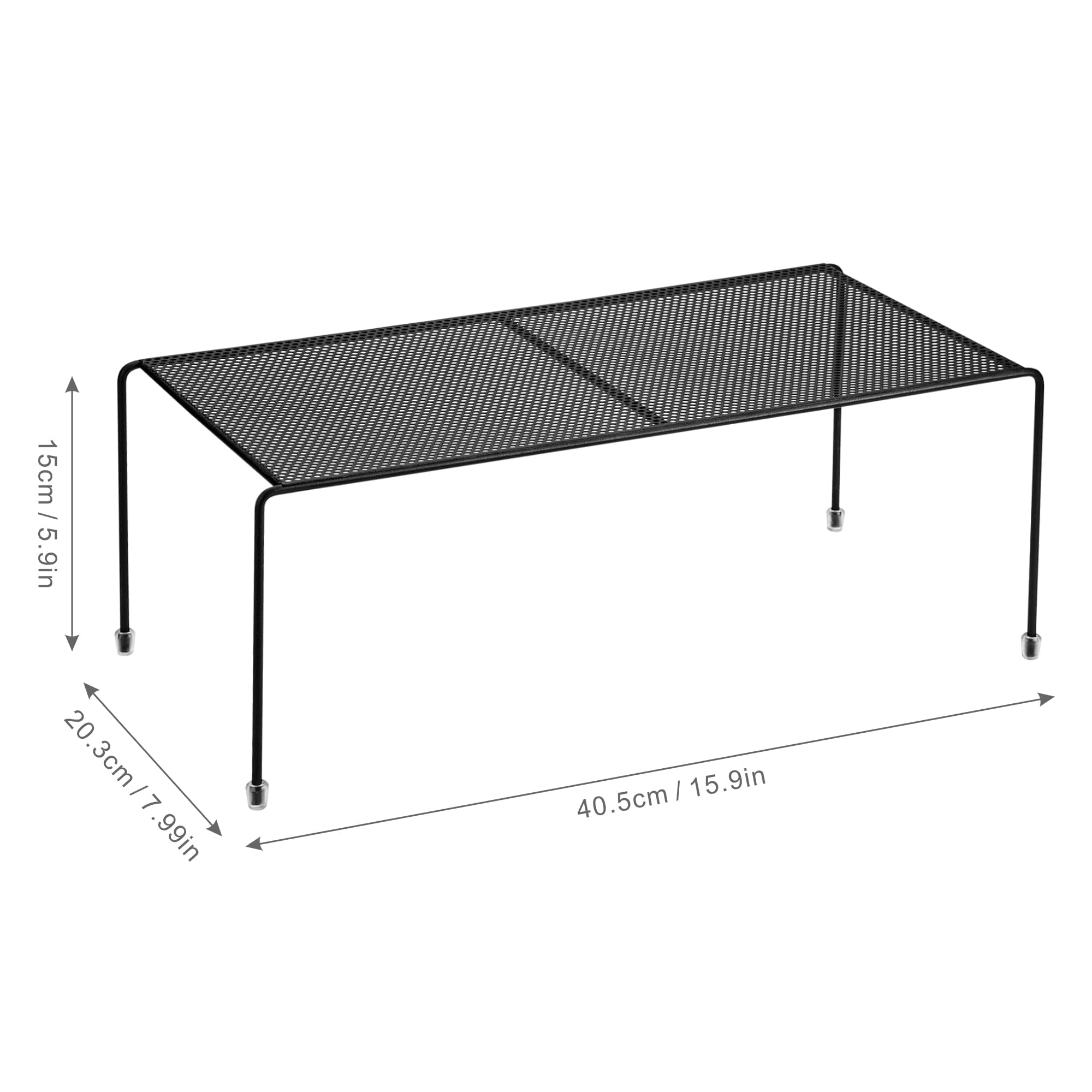 Lonian Organizer per Armadietto da Cucina, Set da 4 Mensole Impilabili in Metallo Robusto, Scaffale per Ripiano con Piedini Antiscivolo, Nero