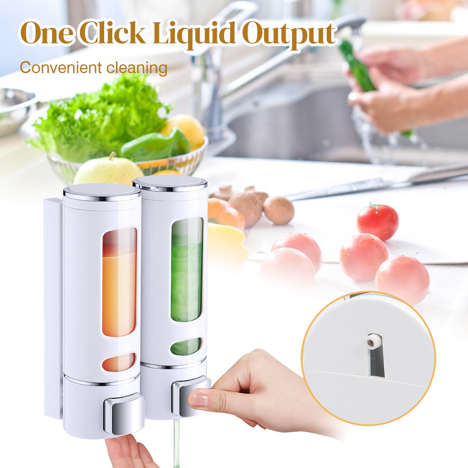 Dispenser di sapone per le mani in schiuma, da 400 ml, per bagno e doccia, contenitore per gel e doccia, dispenser per bagno, cucina, hotel, dispenser di sapone liquido ricaricabile (2 pezzi)