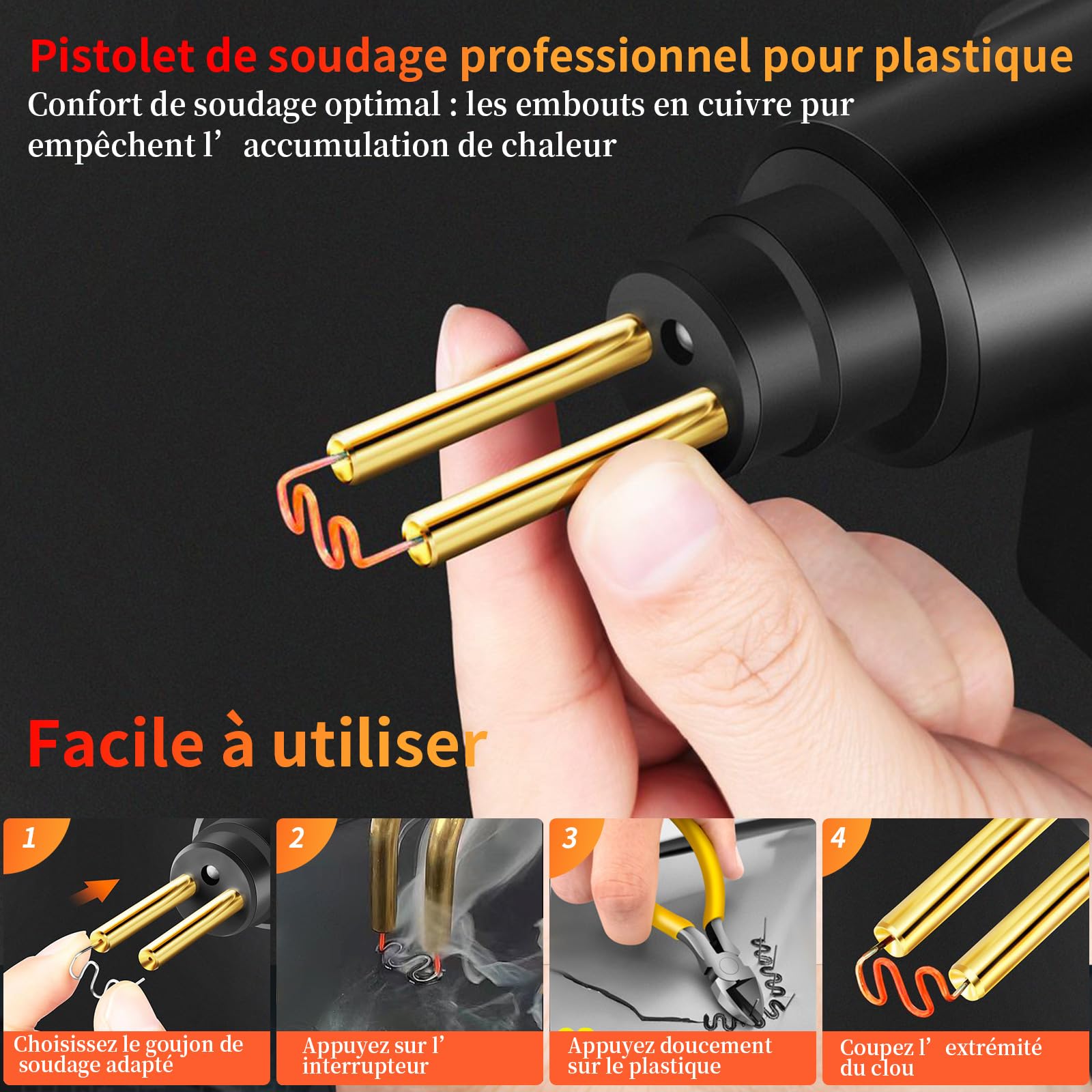 Soudure Plastique, Kit Reparation Soudage Plastique avec 800Pcs Agrafeuse Chaud 70W Pistolet Soudure Plastique pour Réparation de Pare-Chocs Voiture