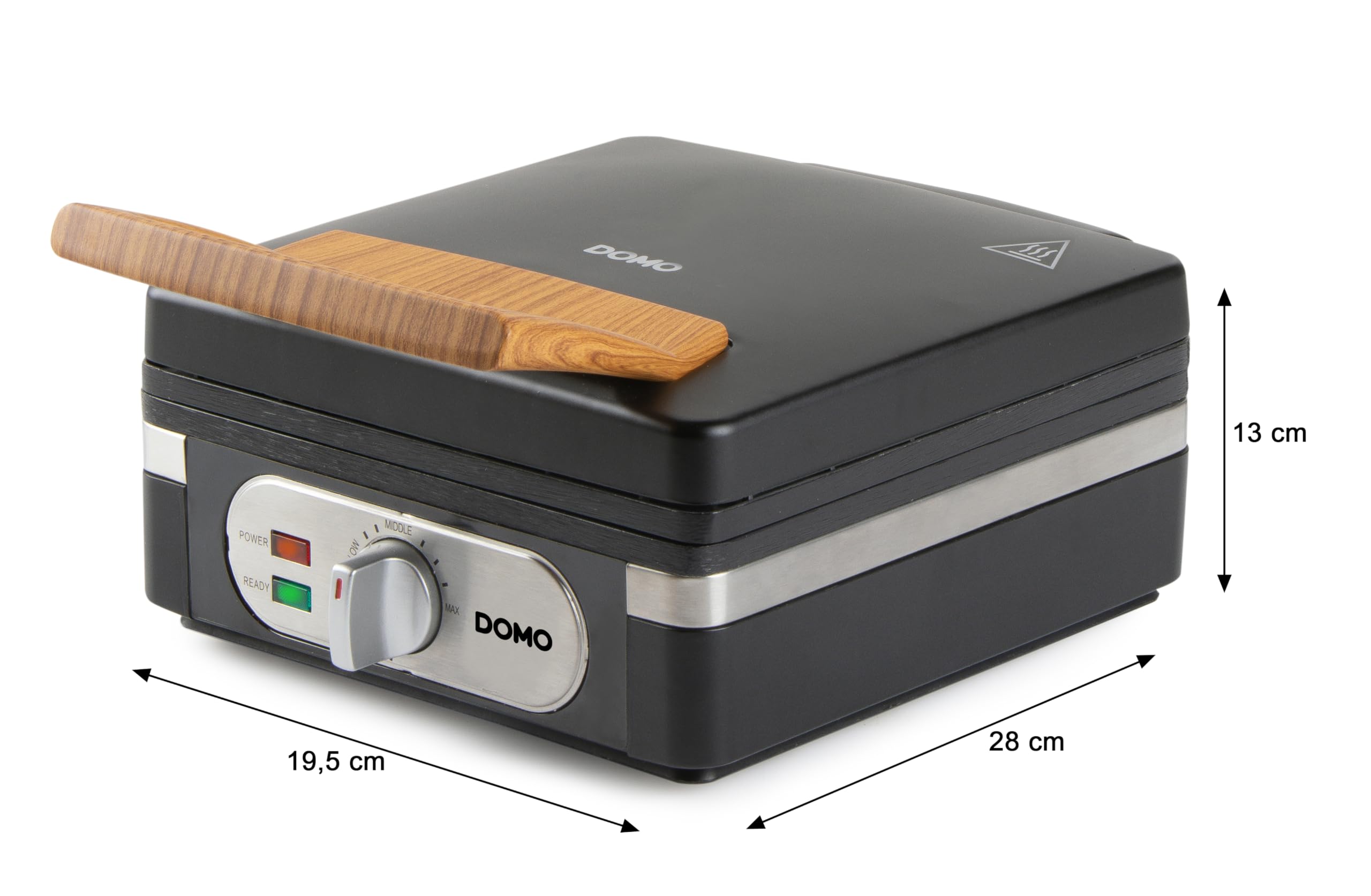 DOMO DO9275W Waffle para 2 gofres belgas - Gofres XL 4x7 - Revestimiento antiadherente sin PFAS - 1400W - Revestimiento cerámico - Negro