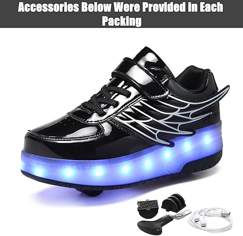 Miniatura 5 de LED Roller Skate Shoes for Kids Boys Girls Light Up Roller Sneakers with Detachable Wheels Rechargeable Flashing Wheeled Shoes