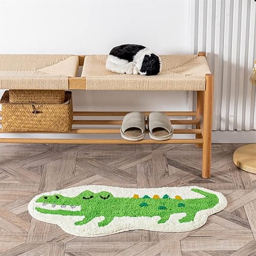Miniatura 6 de Alfombra de baño con forma de cocodrilo verde, bonita alfombra de ducha con estampado de animales sintéticos para baño, bañera, ducha, alfombra