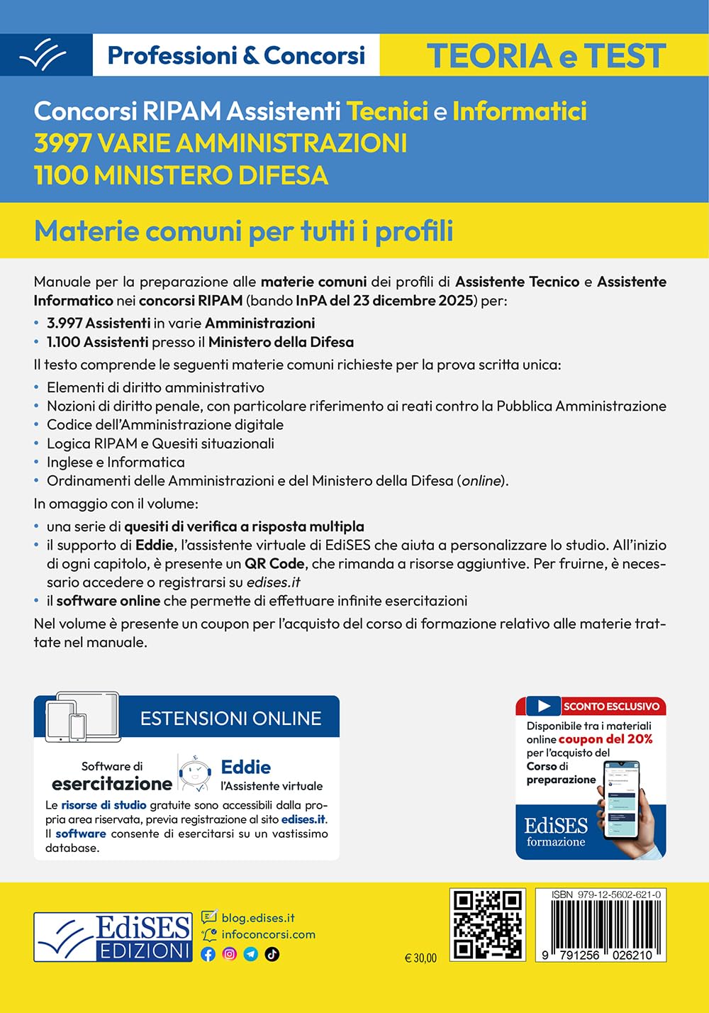Concorsi RIPAM 2026: Assistenti Tecnici e Informatici (3997 varie Amministrazioni - 1100 Ministero Difesa): Materie comuni per tutti i profili