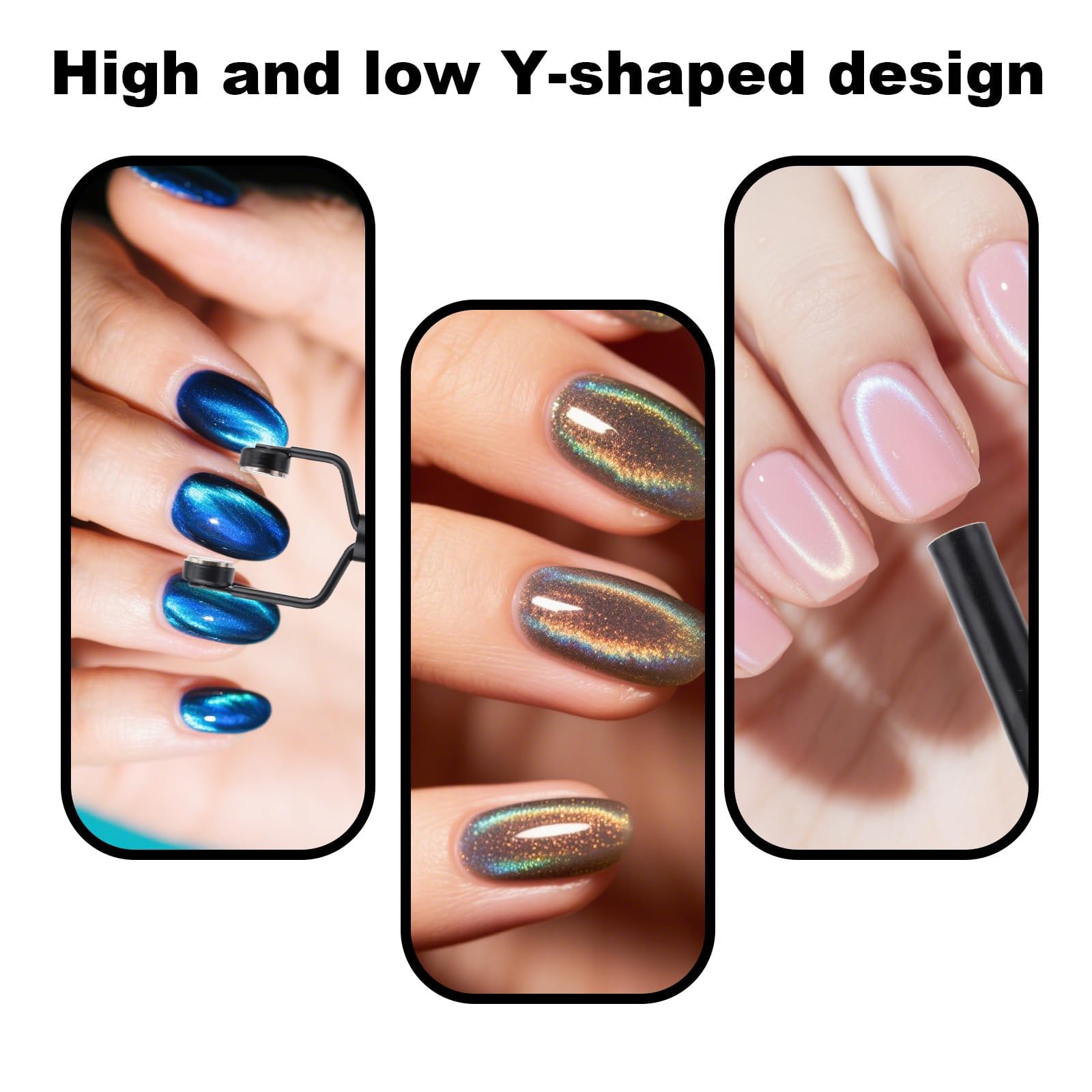 Cat Eye Magnet, 3 in 1 Strumento Magnetico per Unghie Cat Eye UV, Accessori Nail Art Design, Magnetico a Doppia Testa a Forma di Y in Acciaio Inossidabile