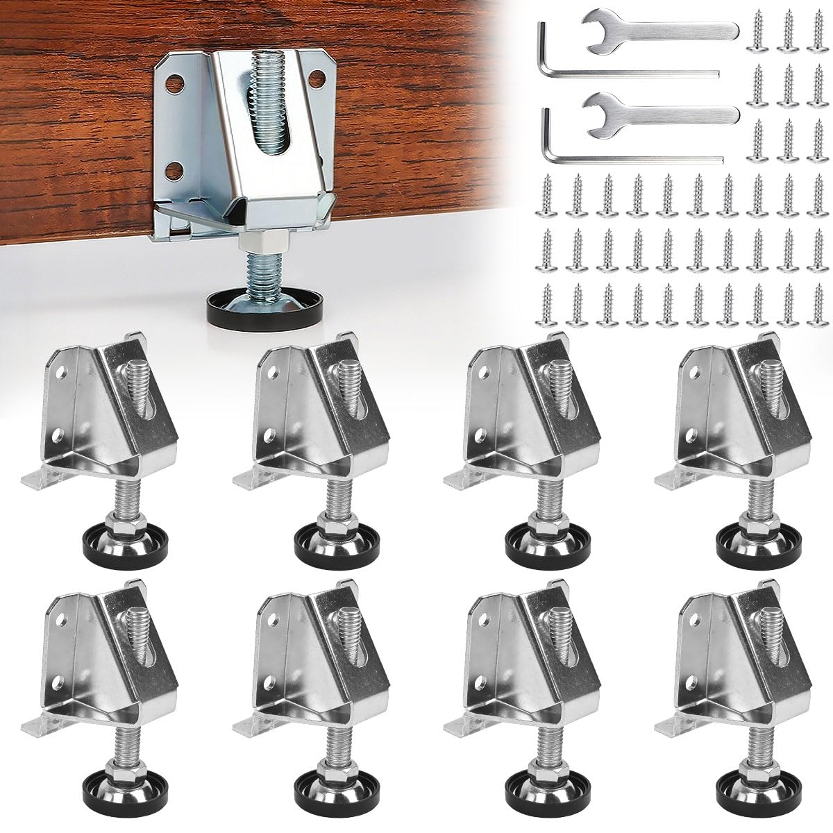 Patas niveladoras M10 regulables en altura hasta 6 cm para estabilizar muebles pesados