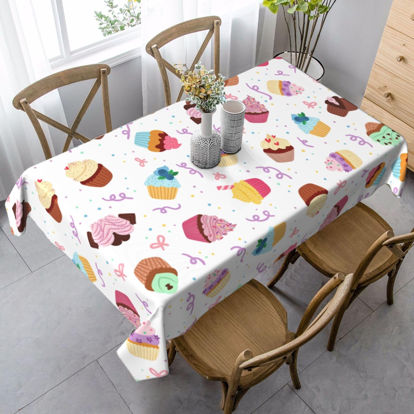 Nappe de cuisine rectangulaire imprimé cupcakes pour dîner et vacances