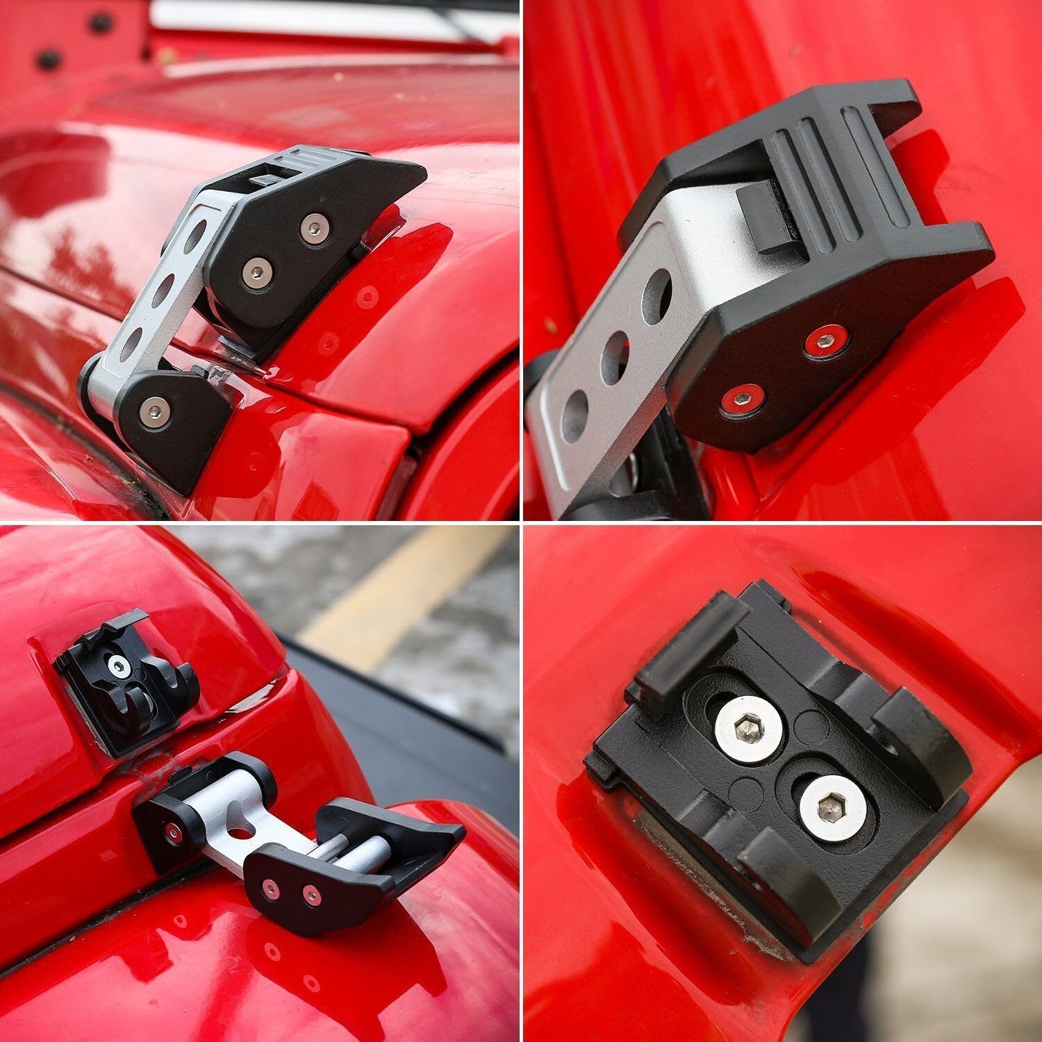 Silver Stainless Steel Latch Locking Hood Catch JKU Pair B Left Right 2 Pieces/Set HuaMao2019A08b1125