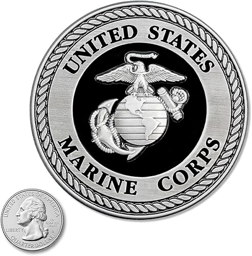 Miniatura 2 de Medallón USMC negro y plateado  3.5 pulgadas  Cuerpo de Marines EGA Eagle Globe Anchor Emblem-Discapacitado USMC Vet Owned Small Business