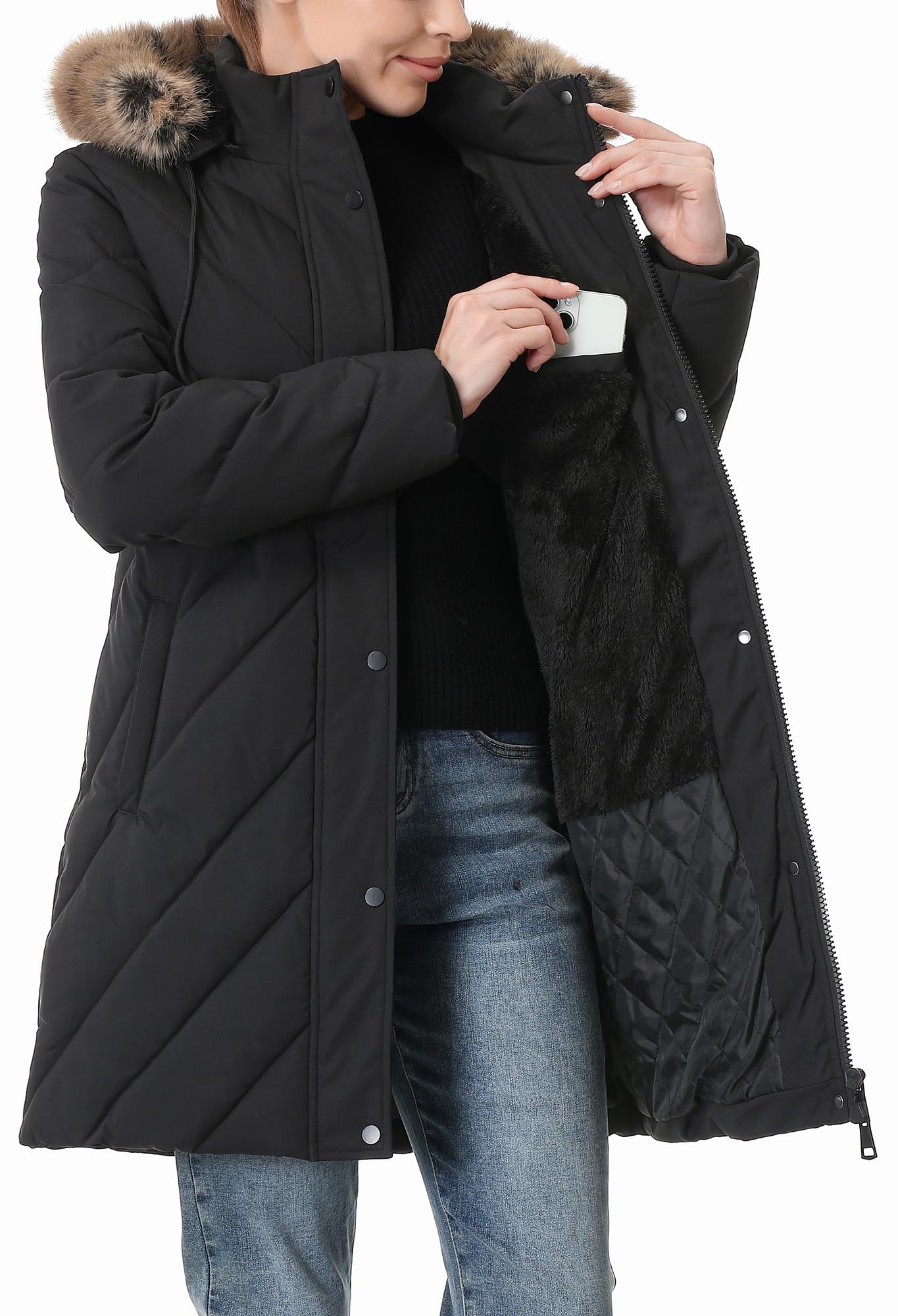 Women's Winter Coat Long Puffer Jacket - Waterproof Warm Thickened Snow Coat for Women
