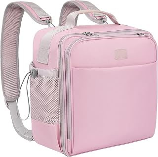 SKYDUE 3-Inch 650-Sheet Zipper Binder with Adjustable Shoulder Strap & Handle, 3-Ring Zip Up Binder for School & Office, Multi-Pocket Binder with Dual Zipper Closure (Pink)