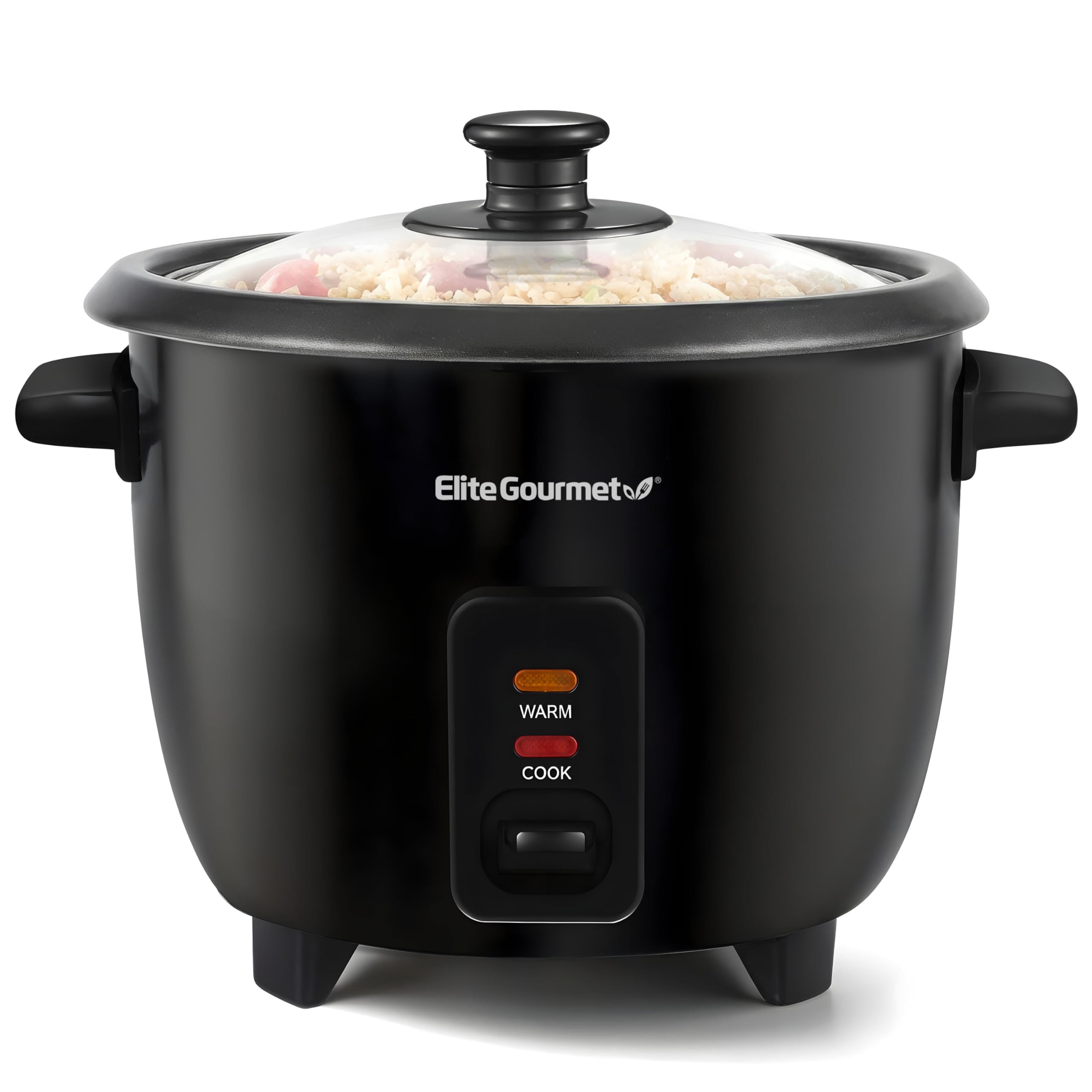 Elite Gourmet Electric Rice Cooker with Steam Tray and Non-Stick Inner Pot Makes Soups, Stews, Grains, Cereals, Keep Warm Feature, 6 Cups Cooked (3