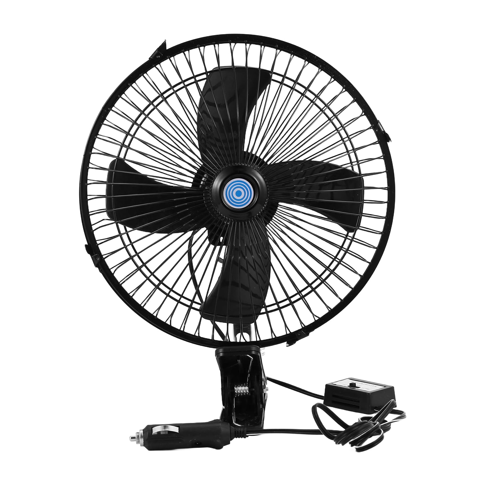 Ventilador EléCtrico de Coche de 10 Pulgadas y 12 V Ventiladores de Enfriamiento Oscilantes de Velocidad Ajustable con Clip para Coche CamióN Viaje Casa