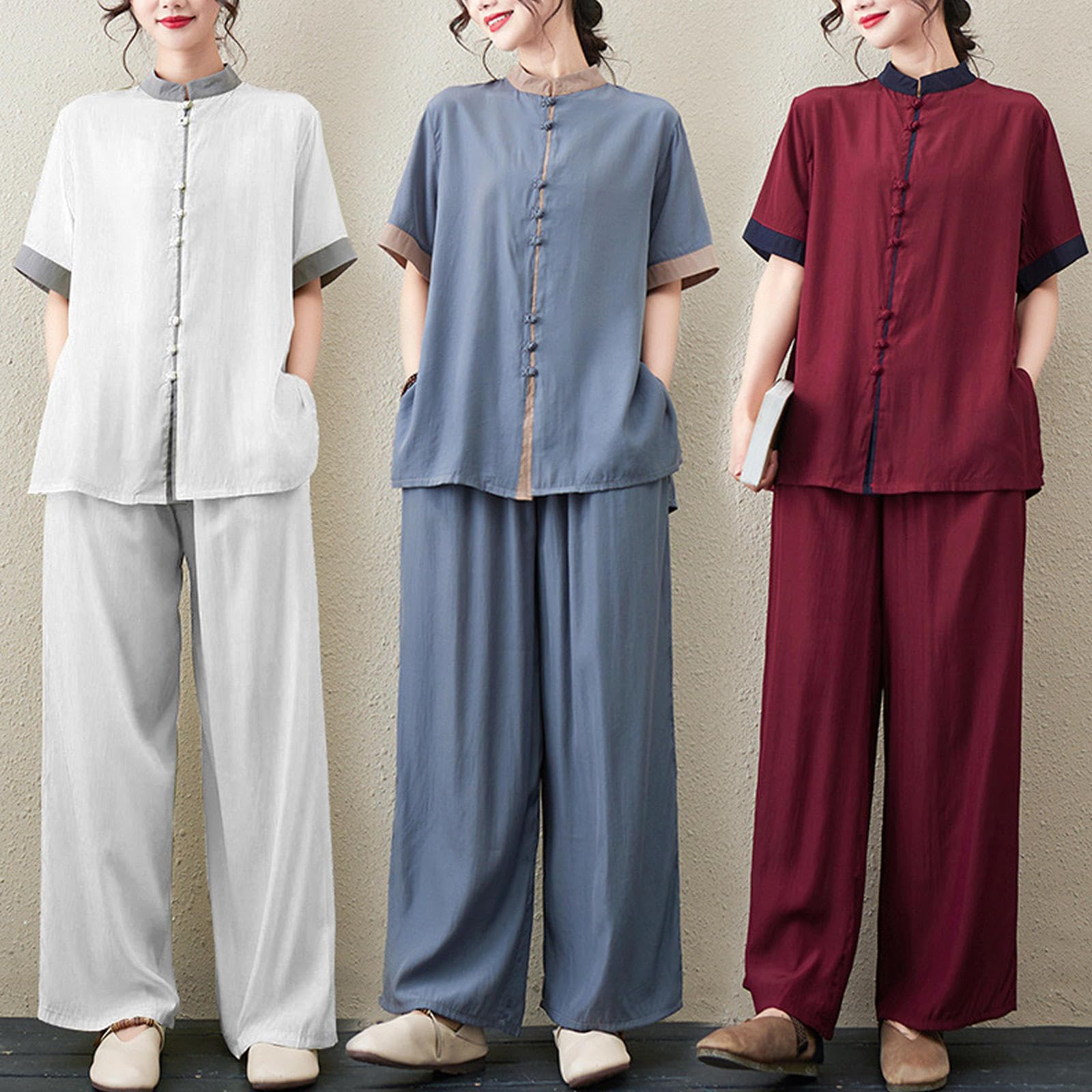 Uniforme de Tai Chi Chino Tradicional de Manga Corta Para Mujer, Ropa de Artes Marciales Para Ejercicios Matutinos, Ropa de Kung Fu, Ropa de Salón