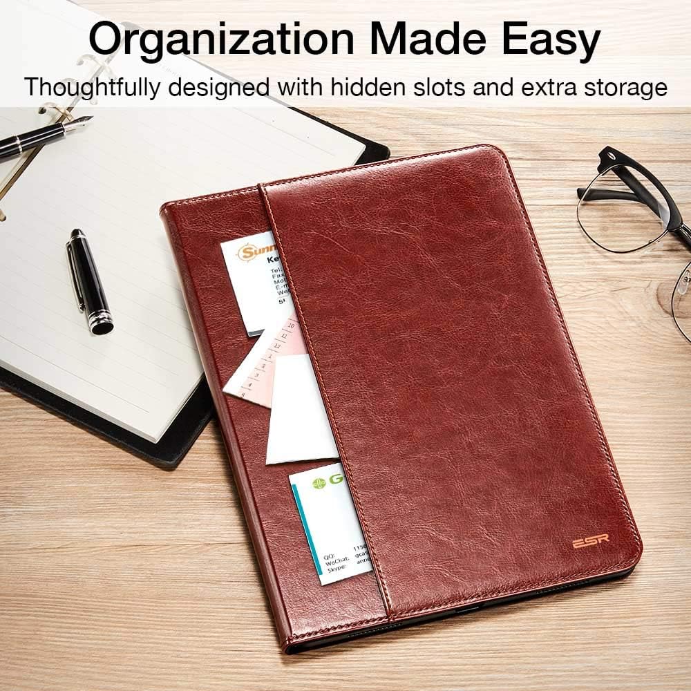 ESR Intelligent Premium Business Case V2.0 for iPad Pro 11" [Supports 2nd Gen Pencil Wireless Charging] Folio Stand Cover, Organizer Pocket, Auto Sleep/Wake for iPad Pro 11" 2018, Brown