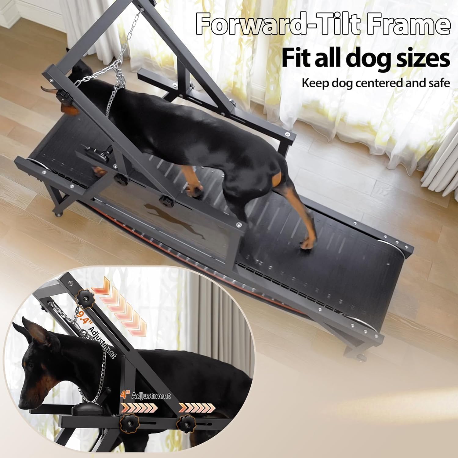 Dog Treadmill, HotFeed Dog Slat Mill for Medium Dogs, Doggy Treadmill with Brake & Plastic Track, Dog Pacer Treadmill to Keep Active and Fit, Up to 250LBS