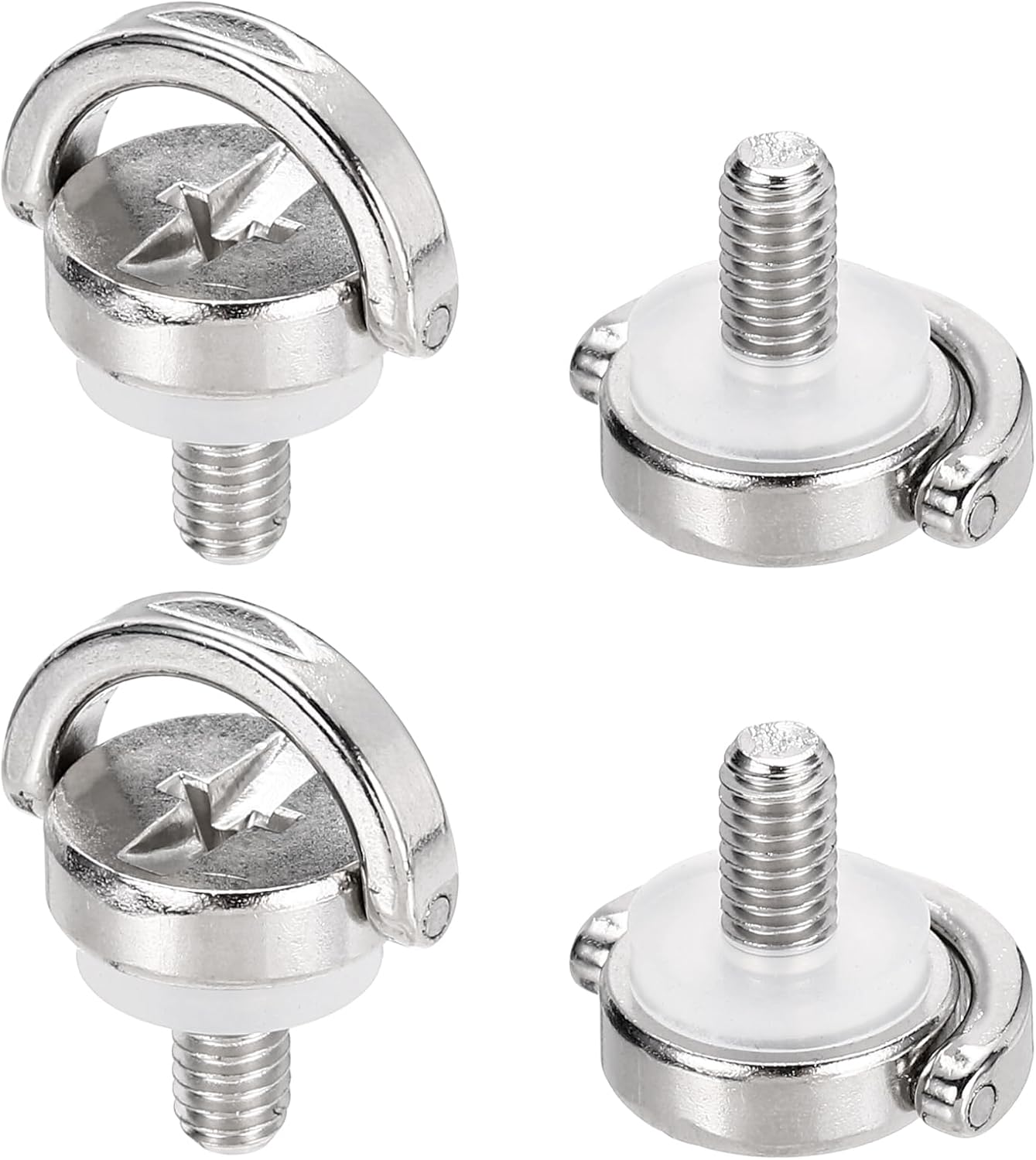 PATIKIL 1/4" Stainless Steel D Ring Screw, 4Pcs Ring Camera Screws Fixing Screw for Cameras Shoulder Straps, Silver