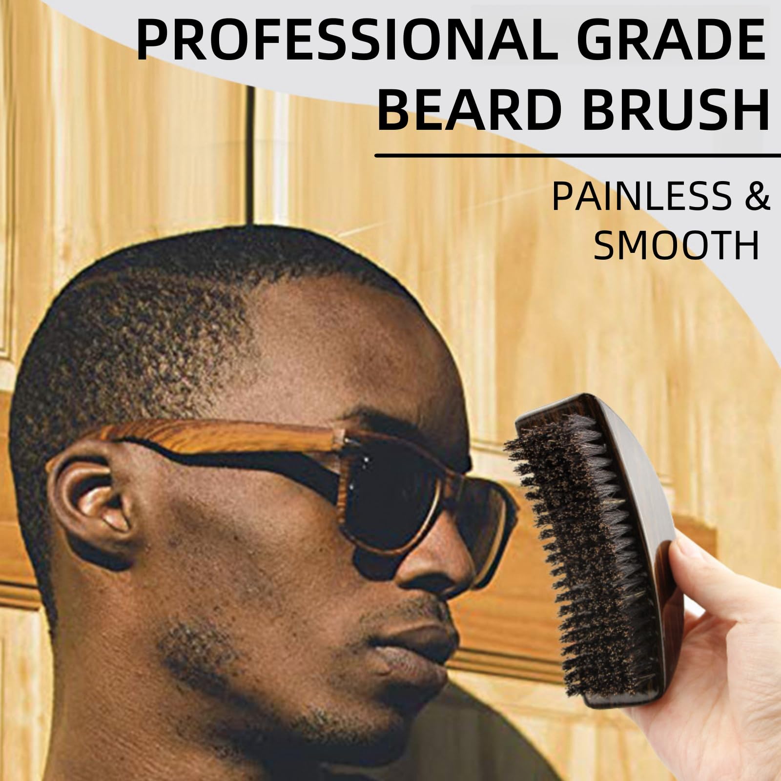 Beard Brush for Men, Boar Bristle Natural Comb Hair Mustache Shaving Brush Facial Hair Brush for Men To Tame and Soften Your Facial Hair
