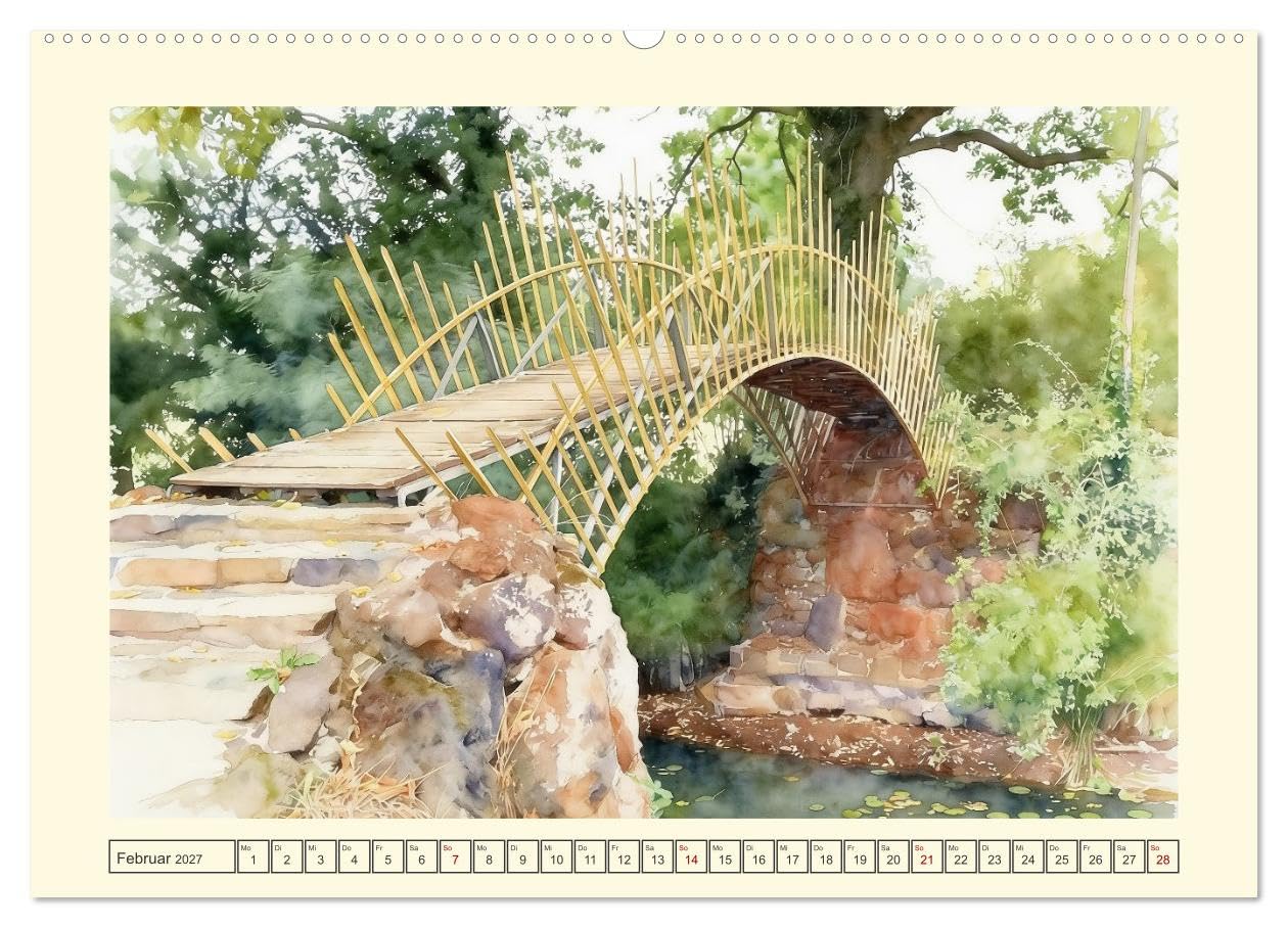 CALVENDO · Gartenparadies Dessau-Wörlitz (Kalender 2027) | DIN A2 Querformat · Wandkalender · Zauberhafter Ausflug in die Natur mit antiken Akzenten