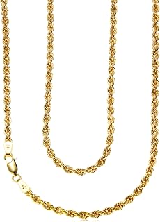 Alexander Castle 45,7 cm lange Halskette aus massivem 9-karätigem Gold – 3 mm – Gelbgold-Halskette für Frauen mit Schmuck-Geschenkbox