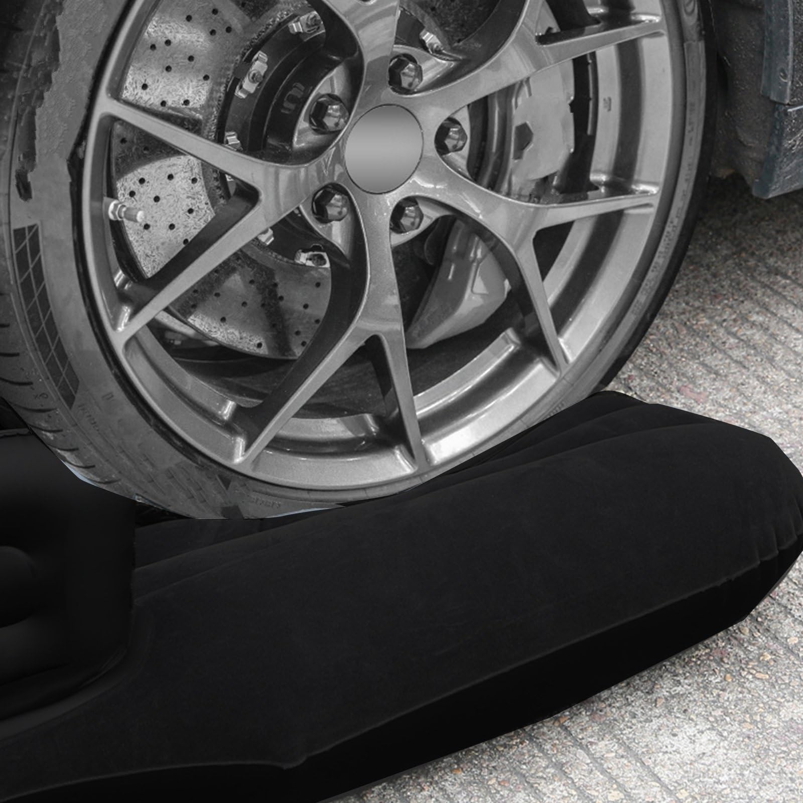 Materasso Auto Gonfiabile Floccato A Doppia Faccia - Per SUV, Auto, Campeggio, Capacità 300 Kg, Taglia Large, Grigio