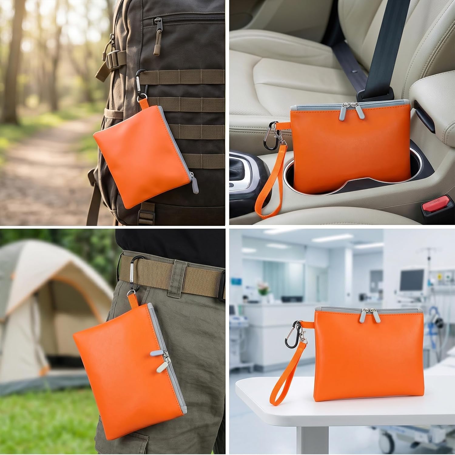Empty Naloxone Carry Kit Bag, Carabiner Clip-on Pouch & Splash Resistant, High-Visibility & Resuable, First Responder & Daily Use,Fits 2 Pack Nasal Sprays, Naloxone Not Included