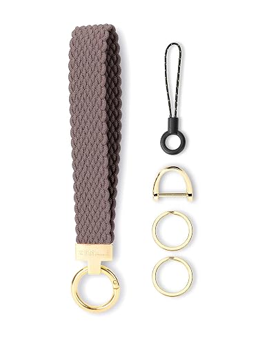 WEESMILE Keychain Wristlet, Stretchy Key Chain for Car Keys with Key Rings | Woven Wrist Lanyard with D Ring for Car Keys, Short Wrist Strap for Women Men, Cute Lanyards for Keys, Phone Case, Work