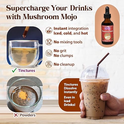 Dragon Herbs Duanwood Reishi Drops • Suplemento de hongos • Montaña cultivada orgánicamente en troncos • Extracciones triples • para inmunidad,